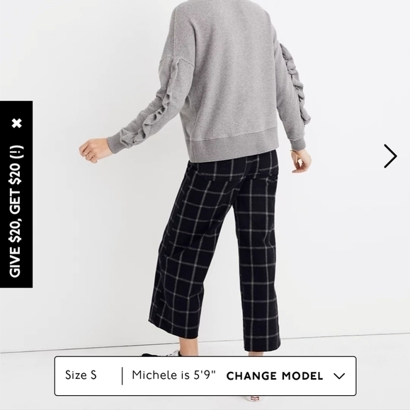 MILES FOR MADEWELL GRAY RUFFLE SWEATSHIRT, SZ XS - Picture 3 of 11